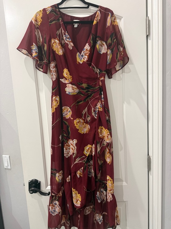 a new day Dresses & Skirts - Burgundy Floral Wrap Maxi Dress